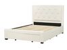 Zamatová posteľ s úložným priestorom 140 x 200 cm krémová LIEVIN_902395