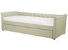 Tagesbett ausziehbar Leinenoptik beige Lattenrost 80 x 200 cm LIBOURNE_770634