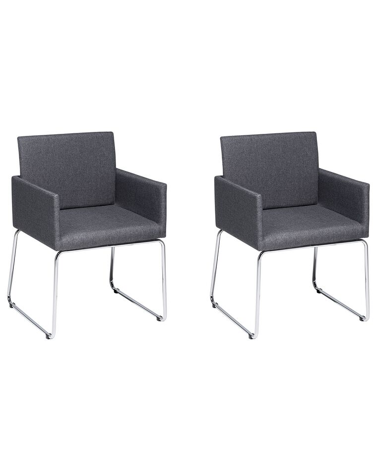 Deux chaises de salle à manger en tissu gris foncé GOMEZ_682388