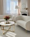 Conjunto de sala de estar 6 plazas de bouclé blanco/dorado LOEN_884870