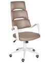 Faux Leather Swivel Office Chair White and Brown GRANDIOSE_903300