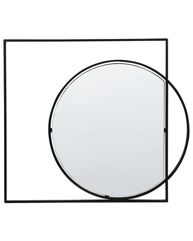 Nástenné kovové zrkadlo 70 x 79 cm čierne AUXY