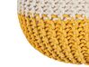 Pufe redondo em tricot creme e amarelo 50 x 35 cm CONRAD_813980