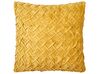 Set of 2 Velvet Pleated Cushions 45 x 45 cm Yellow CHOISYA_892786