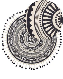 Matto puuvilla kermanvalkoinen/laivastonsininen ø 120 cm TATVAN