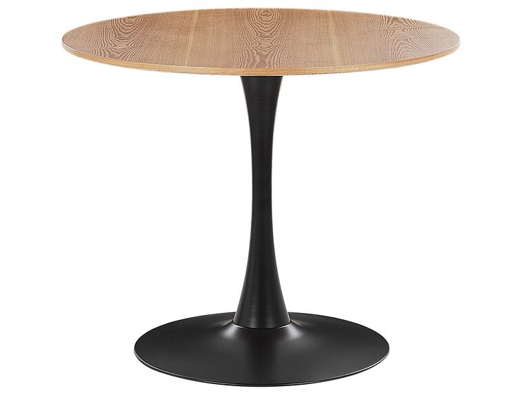 Rundt Spisebord med Lyst Træ og Sort ø 90 cm BOCA_821583