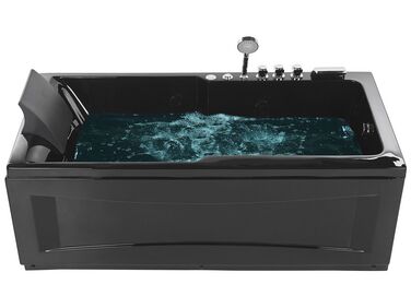 Left Hand Whirlpool Bath with LED 1690 x 810 mm Black ARTEMISA