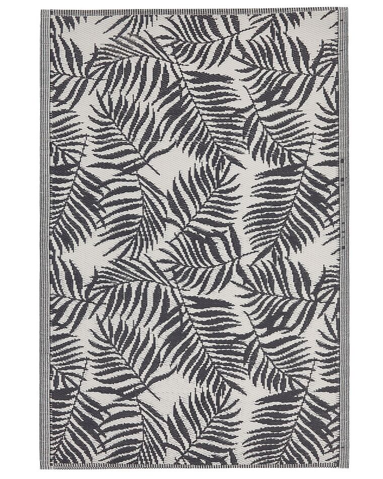 Tapis d'extérieur noir au motif feuilles de palmier 120 x 180 cm KOTA_789898