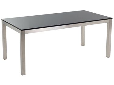 Gartentisch Edelstahl/Naturstein schwarz poliert 180 x 90 cm einteilige Tischplatte GROSSETO