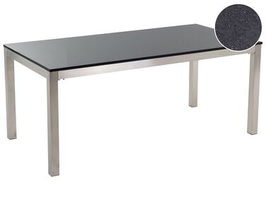 Gartentisch Edelstahl/Naturstein schwarz poliert 180 x 90 cm einteilige Tischplatte GROSSETO