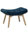 Velvet Wingback Chair with Footstool Blue VEJLE_712881