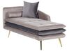 Left Hand Velvet Chaise Lounge Beige and Grey GONESSE_856971