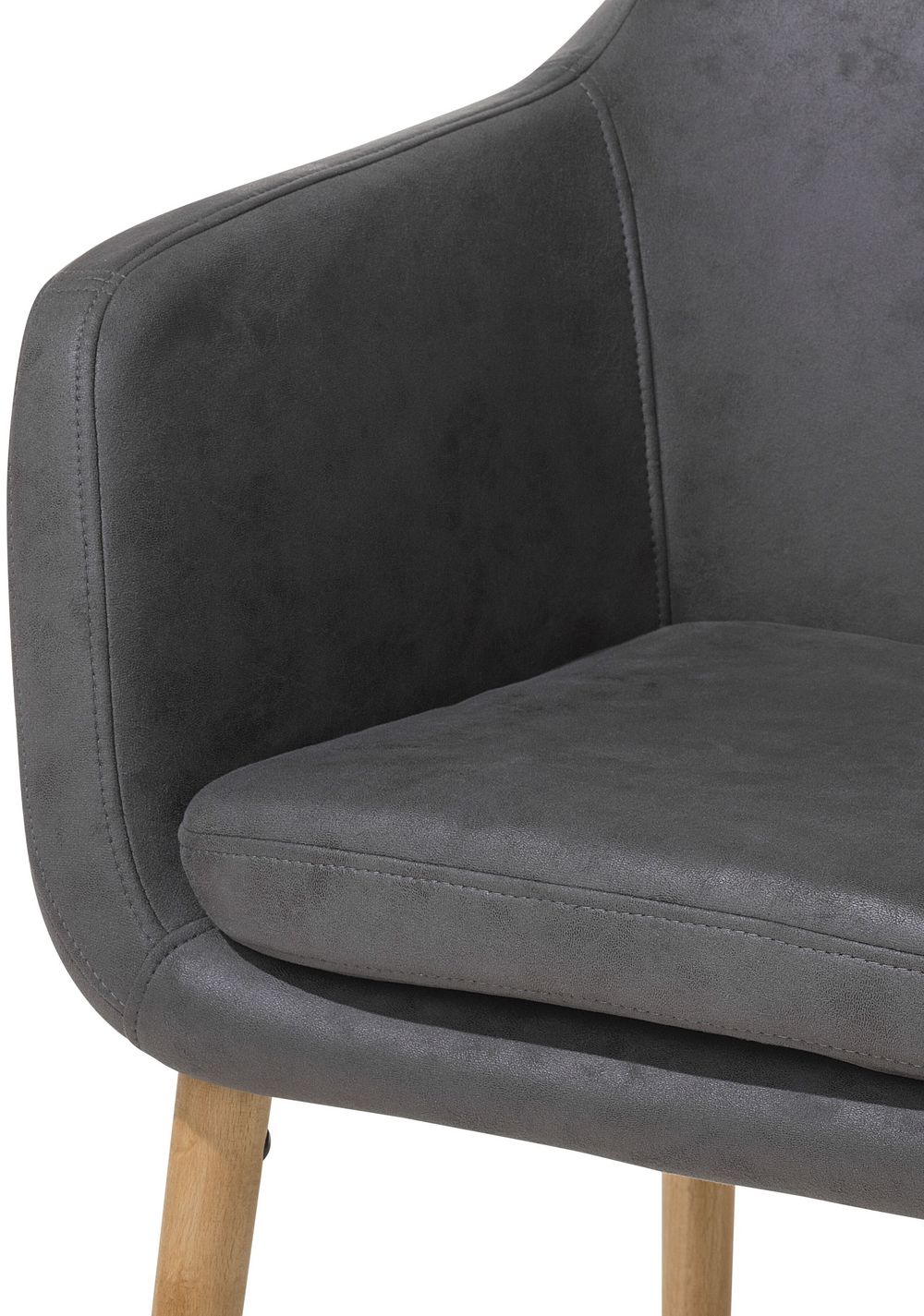 Chaise avec accoudoirs en similicuir gris YORKVILLE  Beliani.fr