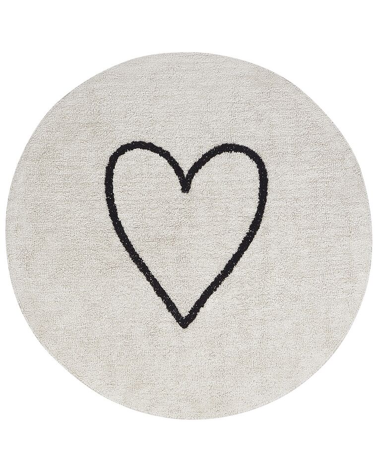 Tappeto per bambini cotone beige e nero ⌀ 140 cm HEART_903817
