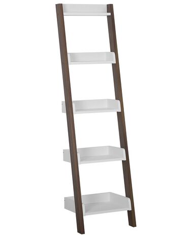 Rebríkový regál s 5 policami biela/tmavé drevo MOBILE DUO