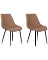Conjunto de 2 sillas de comedor de piel sintética marrón dorado/negro MARIBEL_716412