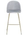 Conjunto de 2 sillas de bar de terciopelo gris claro/dorado ARCOLA_780938