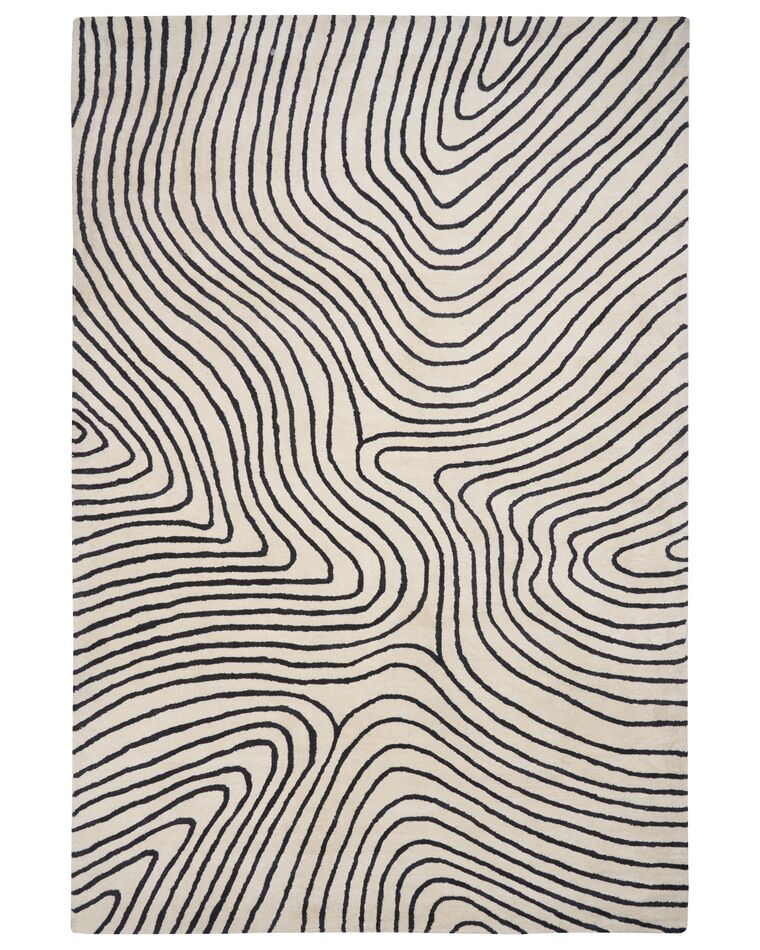 Teppich Viskose schwarz / weiss 200 x 300 cm geometrisches Muster Kurzflor RUMRA_904563