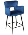 Conjunto de 2 sillas de bar de terciopelo azul marino SANILAC_912675
