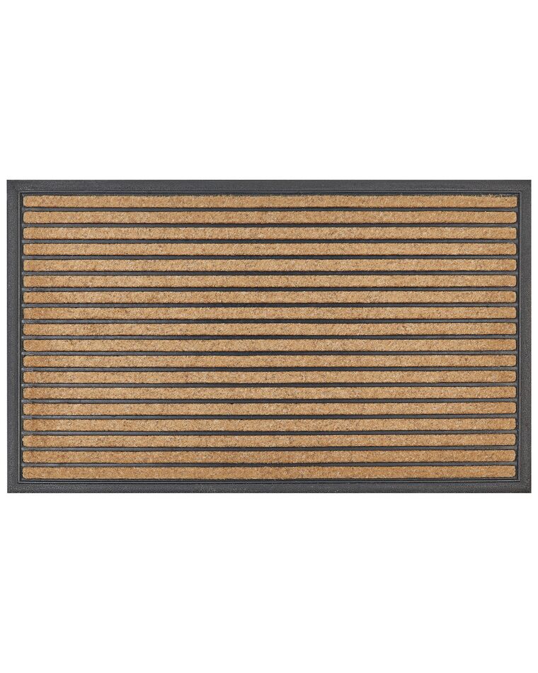 Doormat Striped Pattern Natural and Black ZAGROS_905641