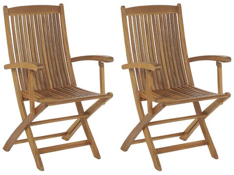 Set Of 2 Acacia Wood Garden Folding Chairs Maui Ii Beliani No Set Of 2 Acacia Wood Garden Folding, Outdoor Furniture Maui