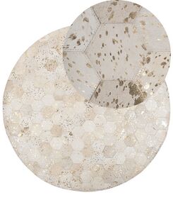 Matto lehmännahka harmaa ⌀ 140 cm ZEYTIN Matto lehmännahka harmaa ⌀ 140 cm ZEYTIN