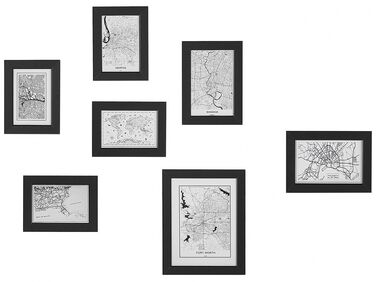 Wall Gallery of Maps 7 Frames Black DENKORO
