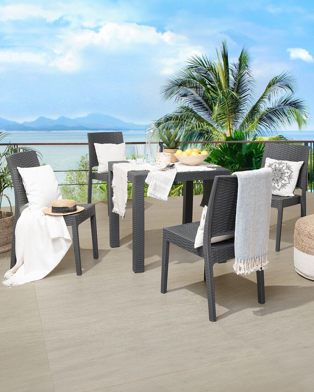 Set of 4 Garden Dining Chairs Grey FOSSANO Beliani.es