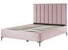 Łóżko z pojemnikiem welurowe 160 x 200 cm różowe SEZANNE_916761