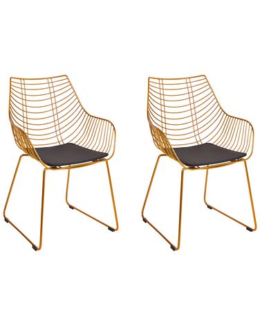 Set of 2 Metal Accent Chairs Gold ANNAPOLIS