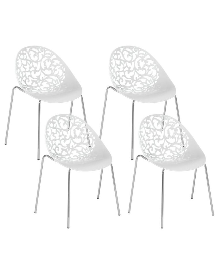 Set di 4 sedie da pranzo in metallo e plastica bianca MUMFORD_679326
