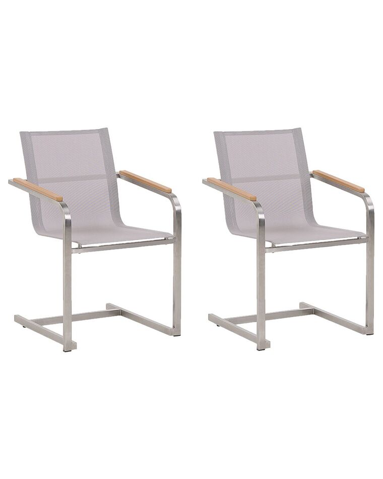 Conjunto de 2 cadeiras de jardim em inox com tela creme COSOLETO_776960