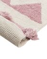 Kinderteppich Baumwolle beige / rosa 140 x 200 cm geometrisches Muster Kurzflor ZAYSAN_907003