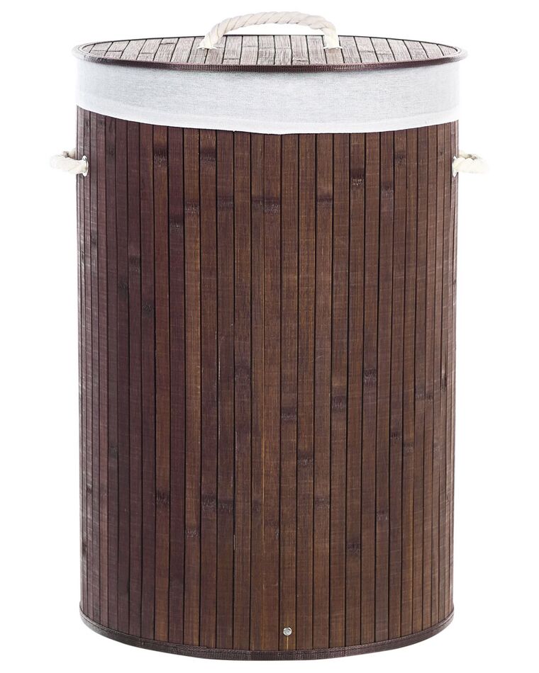 Bambukorg med lock mörkt trä SANNAR_849844