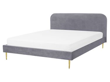 Velvet EU King Size Bed Grey FLAYAT