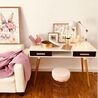 Sminkbord / Skrivbord med 2 lådor och hylla 120 x 45 cm vit/grå FRISCO_798523