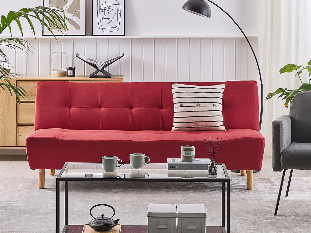 Fabric Sofa Bed Red Alsten Beliani Pl