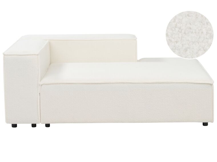 Left Hand Boucle Chaise Lounge White APRICA_908205