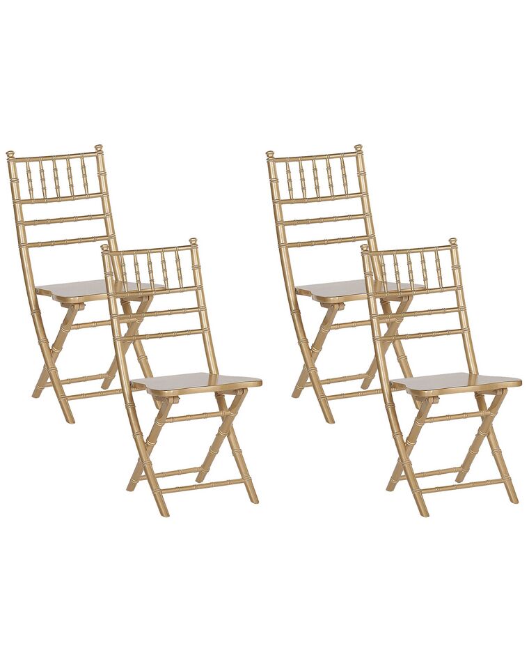 Lot de 4 chaises pliantes en bois doré MACHIAS_782815