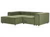 Canapé d'angle à droite 2 places modulable en velours côtelé vert APRICA_895091