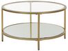 Glass Top Coffee Table with Mirrored Shelf Gold BIRNEY_829608