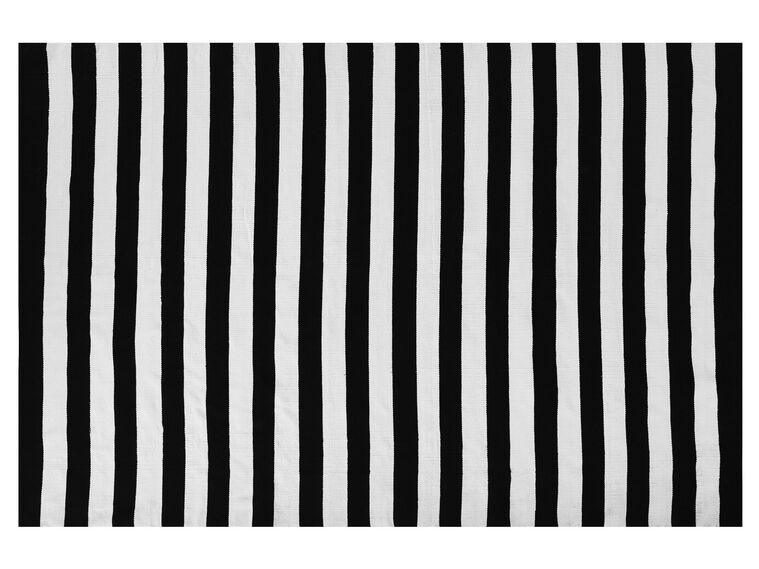 Fekete Fehér Csíkos Kültéri Szőnyeg 140 x 200 cm TAVAS_714793