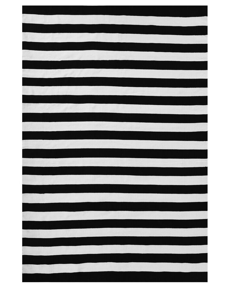 Outdoor Teppich schwarz-weiß 140 x 200 cm Streifenmuster Kurzflor TAVAS_714793