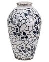 Stoneware Flower Vase 20 cm White with Navy Blue MALLIA_810736