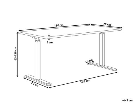 Electric Adjustable Standing Desk 130 X 72 Cm Grey And White Destin Ii Beliani No Electric Adjustable Standing Desk 130 X, Adjustable Height Desk Sizes