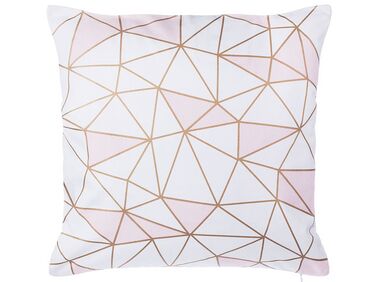 Cuscino decorativo in cotone motivo geometrico 45 x 45 cm rosa