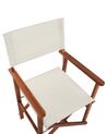 Conjunto 2 cadeiras de jardim madeira escura capas branco sujo CINE_810221