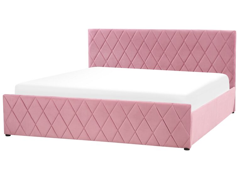 Velvet EU Super King Size Ottoman Bed Pink ROCHEFORT | Beliani.co.uk