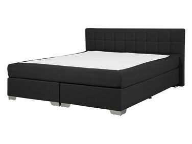 Łóżko kontynentalne tapicerowane 140 x 200 cm czarne ADMIRAL