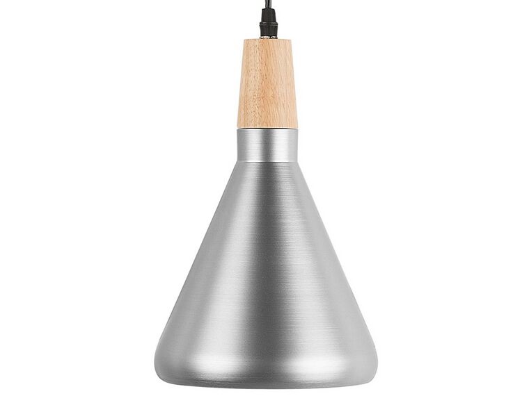 Lámpara de techo de metal plateado/madera clara 120 cm ARDA_713758